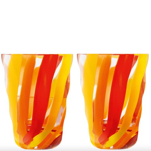 LSA International - Folk Tumbler 280ml Orange/Red/Yellow x 2 Home & Kitchen
