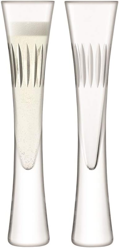 LSA - Moya Champagne Flute 170ml Clear/Cut x 2 Home & Kitchen