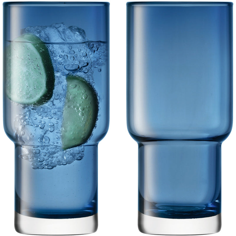 LSA - Utility Highball 390ml Sapphire x 2 Home & Kitchen