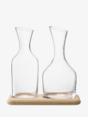 LSA - Wine - Water & Wine Carafe Set with Oak Base | 1.2 L / 40.6 oz / 1.4 L / 47.3 oz