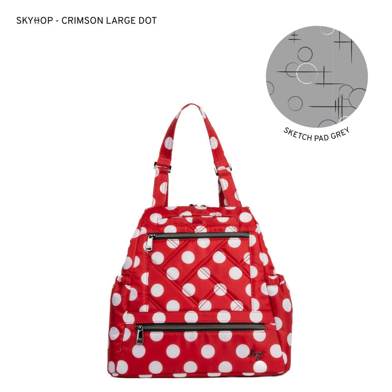 LUG Skyhop Convertible Backpack in Crimson Large Dot