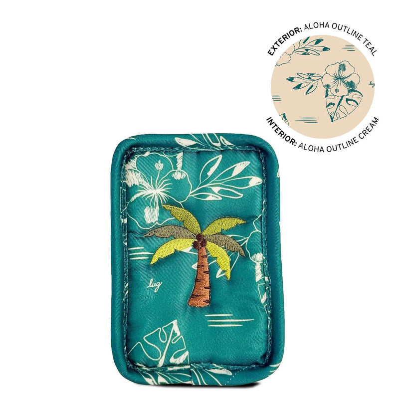 LUG - Embroidered Drizzle Zip Storage Pouch Luggage & Bags ALOHA OUTLINE TEAL