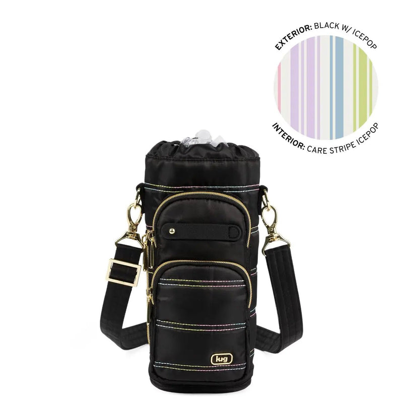 LUG - Huggie Wide Crossbody Water Bottle Holder with Charm Bar _ BLACK ICEPOP STITCH Luggage & Bags