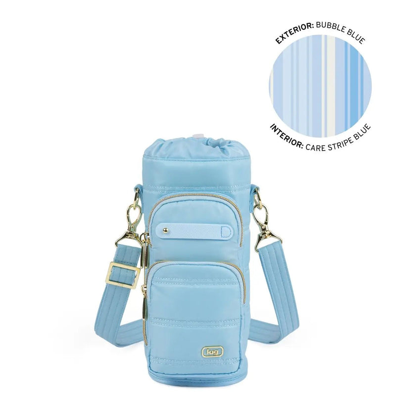 LUG - Huggie Wide Crossbody Water Bottle Holder with Charm Bar _ BUBBLE BLUE Luggage & Bags
