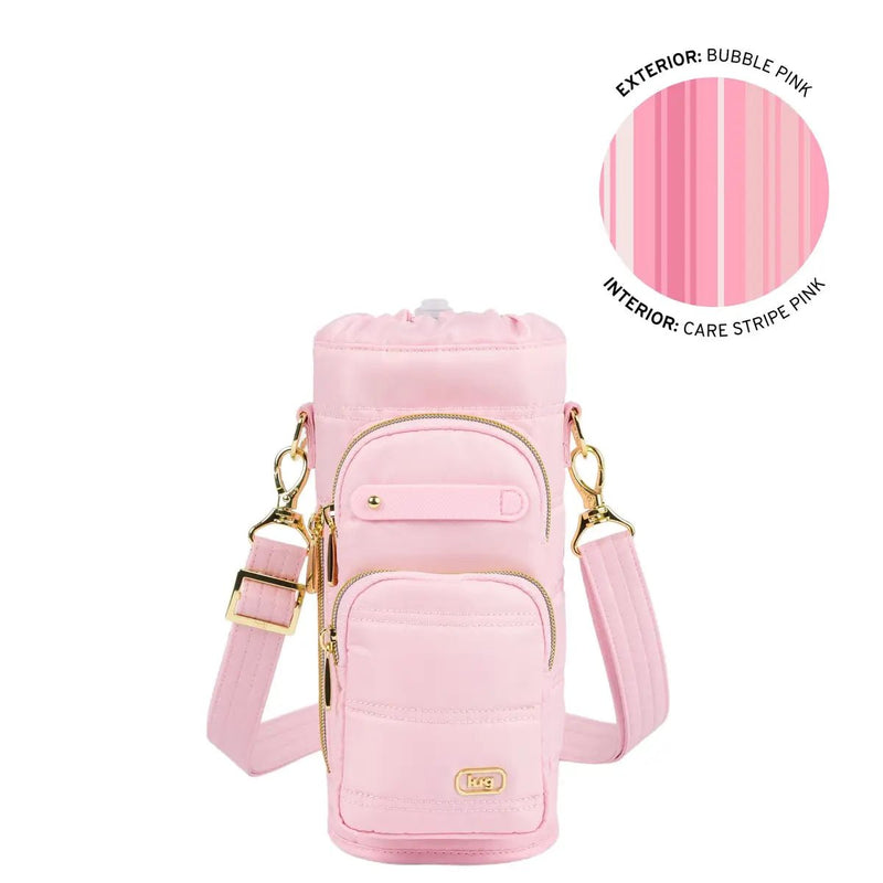 LUG - Huggie Wide Crossbody Water Bottle Holder with Charm Bar _ BUBBLE PINK Apparel & Accessories