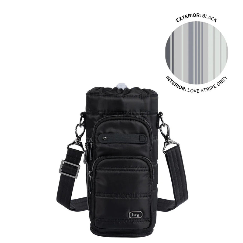 LUG - Huggie Wide Crossbody Water Bottle Holder with Charm Bar Luggage & Bags Black