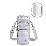 LUG - Huggie Wide Crossbody Water Bottle Holder with Charm Bar _ METALLIC SILVER Luggage & Bags