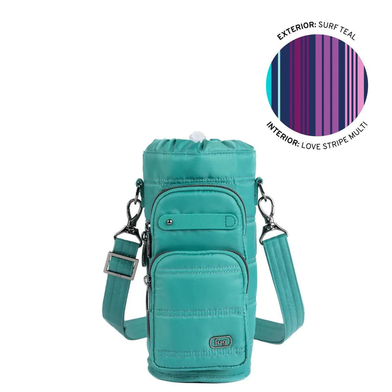 LUG - Huggie Wide Crossbody Water Bottle Holder with Charm Bar _ SURF TEAL Luggage & Bags