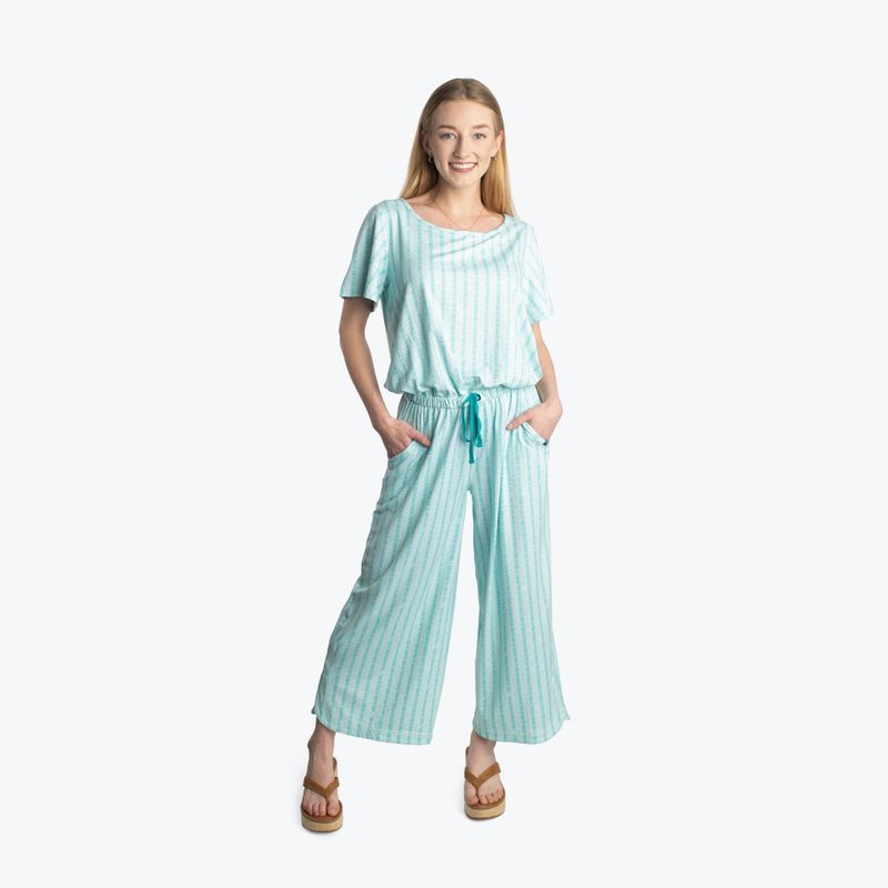 LUG - Trotter Brushed Jersey Jumpsuit Apparel & Accessories Radiate Stripe Aqua XS