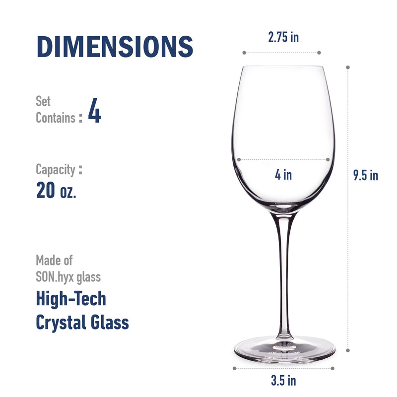 Luigi Bormioli - 20 OZ BORDEAUX RED WINE GLASSES SET OF 4 CRESCENDO Home & Kitchen