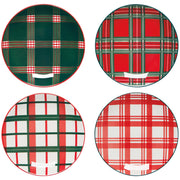 Now Designs - Holiday Plaid Appetizer Christmas Plates Set of 4