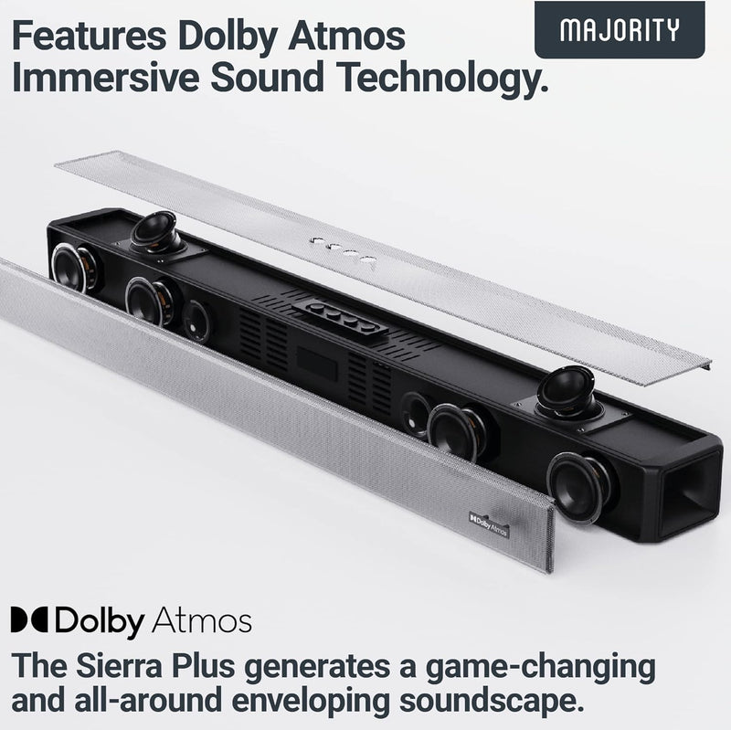 Majority - Bluetooth Sound Bar 280W Sierra Dolby Atmos Soundbar with Built in Subwoofer with Remote - Black Electronics