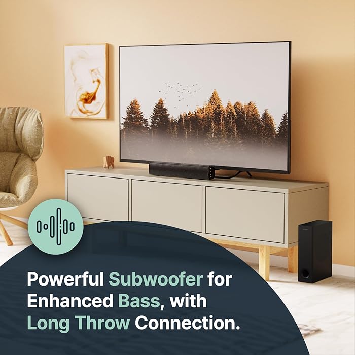 Majority - Bluetooth Sound Bar & Subwoofer Compact 100W Bowfell Plus with Remote Control - Black Electronics