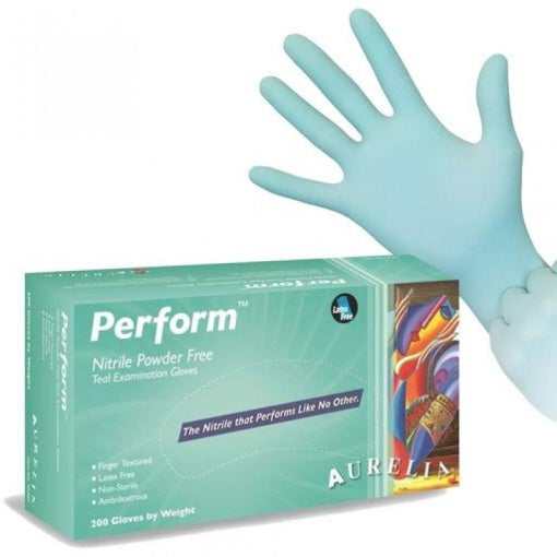 Aurelia Perform teal nitrile examination gloves - Small - 200/Box