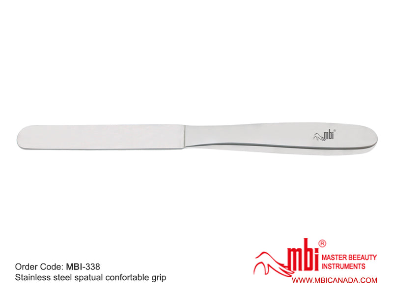 MBI-338 stainless steel waxing spatula with comfortable grip
