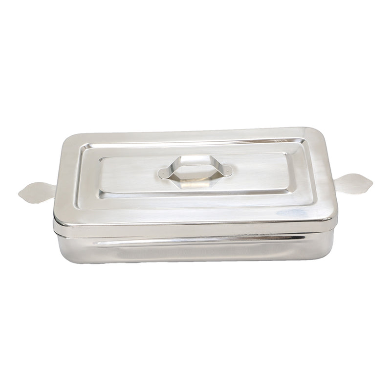 MBI 953 stainless steel instrument sterilization tray with lid