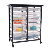 MBS-DR-8S4L-CL – Mobile Bin Storage Unit with 12 Clear Bins | Double Row; view 2