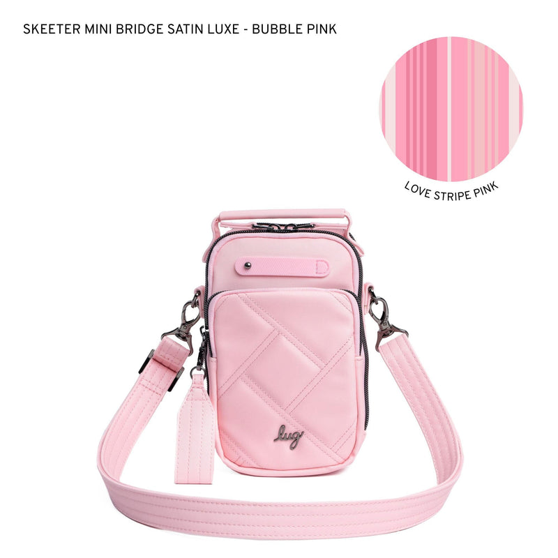 LUG - Skeeter Mini Bridge Satin Luxe VL Convertible Crossbody Bag - METALLIC BUBBLE PINK - colour view