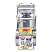 Melissa & Doug - Stainless Steel Pots & Pans Play Set Toys & Games