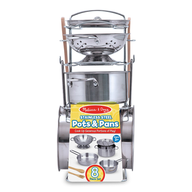 Melissa & Doug - Stainless Steel Pots & Pans Play Set Toys & Games