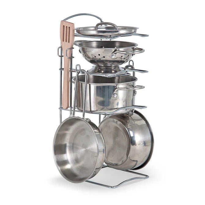 Melissa & Doug - Stainless Steel Pots & Pans Play Set Toys & Games