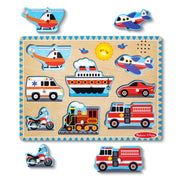 Melissa & Doug - Vehicles Sound Puzzle - 8 Pieces Toys & Games