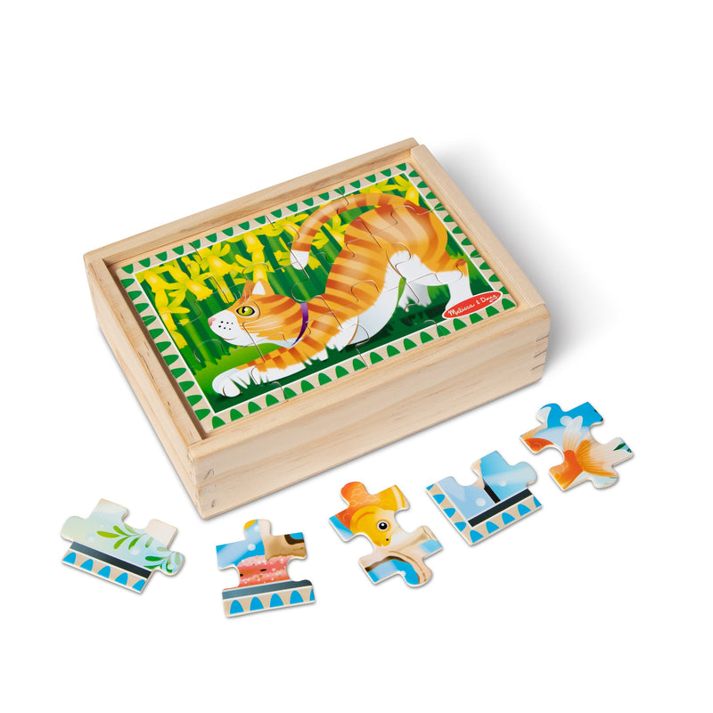 Melissa & Doug - Wooden Jigsaw Puzzles in a Box - Pets Toys & Games