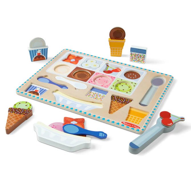 Melissa & Doug - Wooden Magnetic Ice Cream Puzzle & Play Set Toys & Games