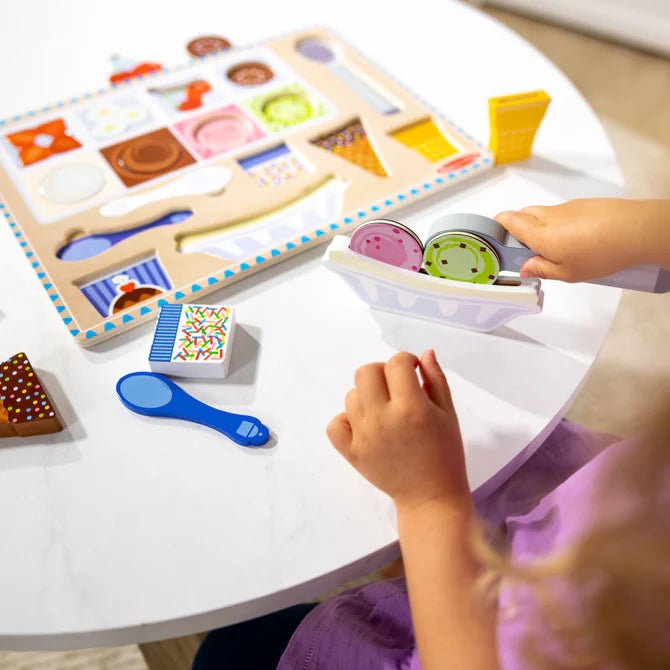 Melissa & Doug - Wooden Magnetic Ice Cream Puzzle & Play Set Toys & Games