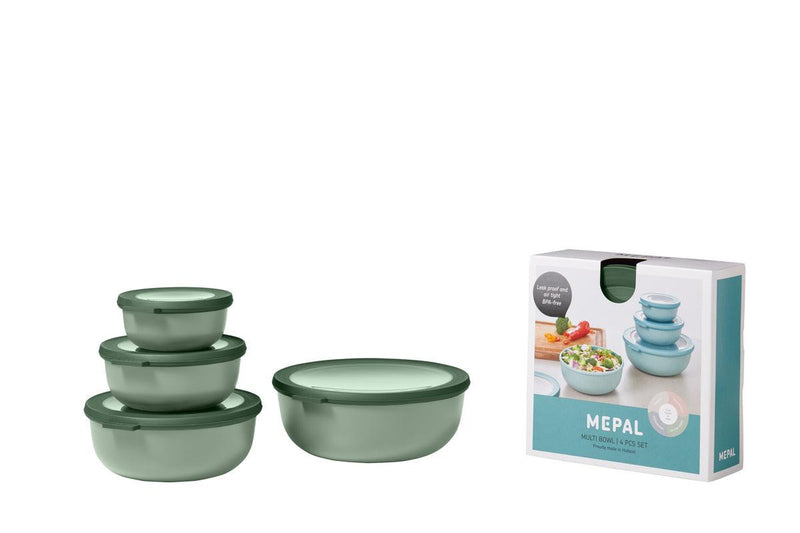 Mepal - Cirqula 4 - Piece Round Shallow Container Set Home & Kitchen Nordic Jade