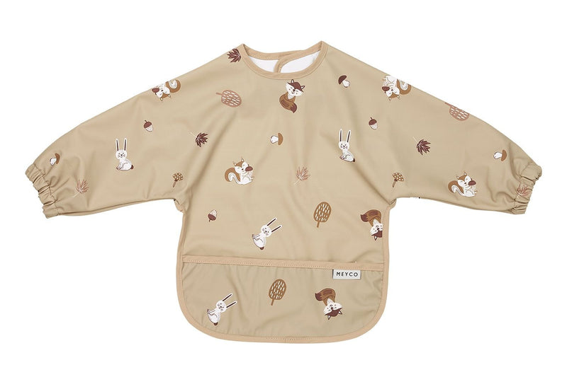 Meyco Baby - Bib with sleeves Forest Animals Sand Mother & Baby Forest Animals sand