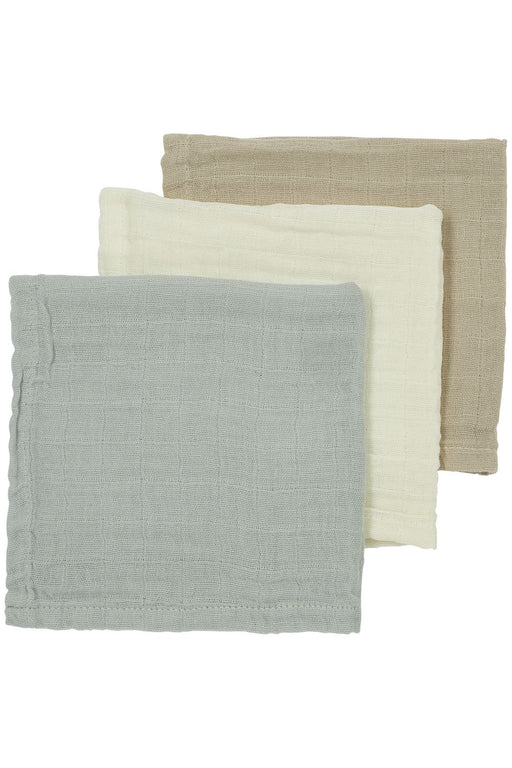 Meyco Baby - Facecloth 3 - pack pre - washed muslin Uni offwhite/light grey/sand 30x30cm Mother & Baby Uni offwhite/light grey/sand