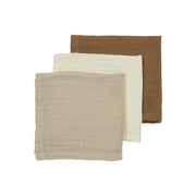 Meyco Baby Muslin Facecloths – Offwhite/Sand/Toffee – product view
