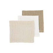 Meyco Baby Muslin Facecloths – Offwhite/Soft Sand/Taupe – product view