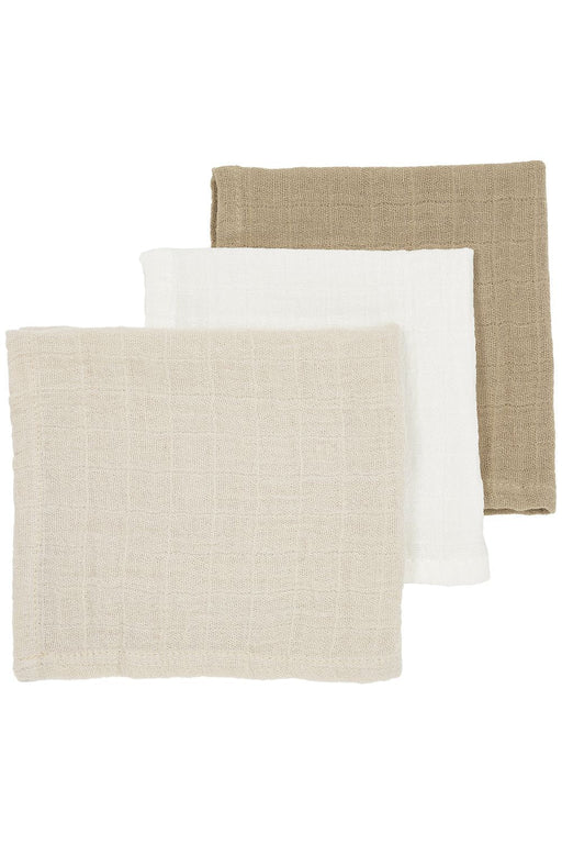 Meyco Baby - Facecloth 3 - pack pre - washed muslin Uni offwhite/soft sand/taupe 30x30cm Mother & Baby Uni offwhite/soft sand/taupe