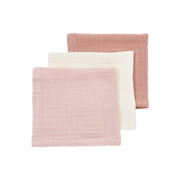Meyco Baby Muslin Facecloths – Soft Rose/Rose/Natural – product view