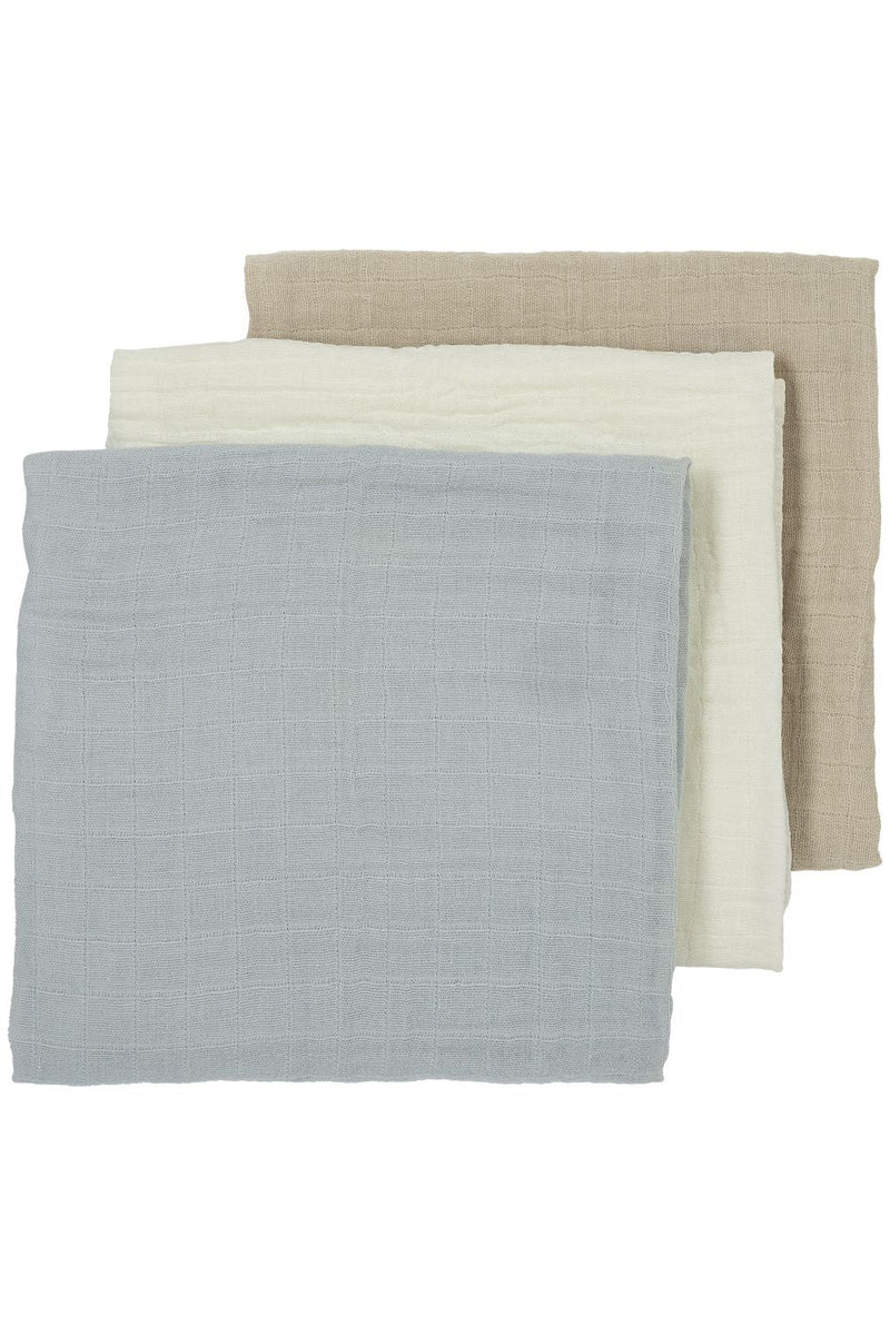 Meyco Baby - Squares 3 - pack pre - washed muslin Offwhite/light grey/sand 70x70cm Mother & Baby Offwhite/light grey/sand