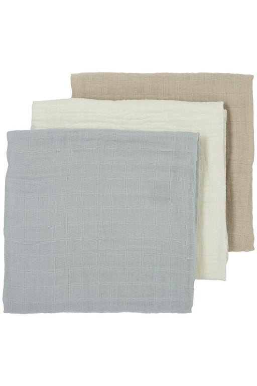 Meyco Baby - Squares 3 - pack pre - washed muslin Offwhite/light grey/sand 70x70cm Mother & Baby Offwhite/light grey/sand