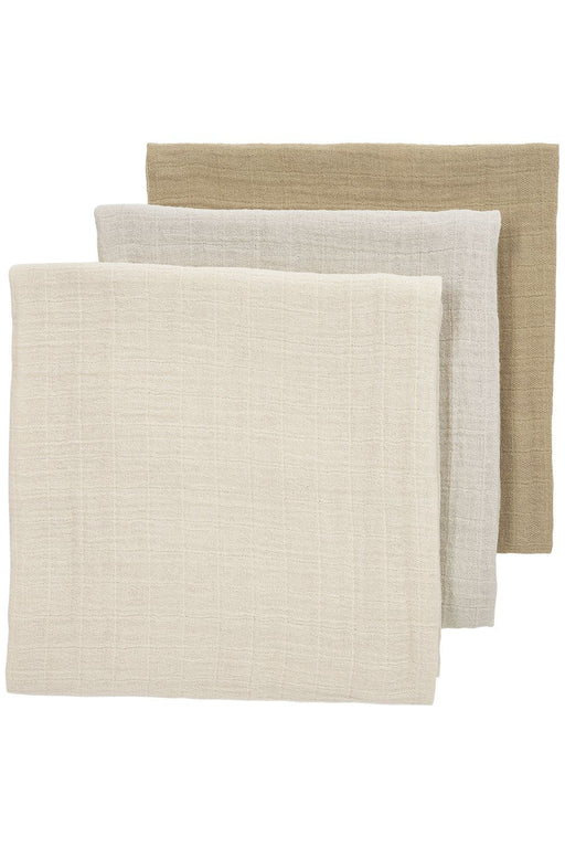 Meyco Baby - Squares 3 - pack pre - washed muslin Soft sand/greige/taupe 70x70cm Mother & Baby Soft sand/greige/taupe
