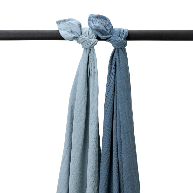 Meyco Baby - Swaddle 2 - pack pre - washed muslin Jeans blue/indigo 120x120cm Mother & Baby