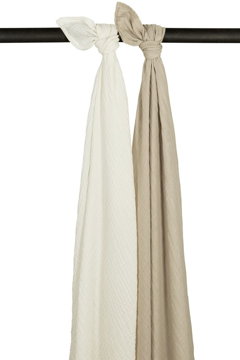 Meyco Baby - Swaddle 2 - pack pre - washed muslin Offwhite/sand 120x120cm Mother & Baby Offwhite/sand