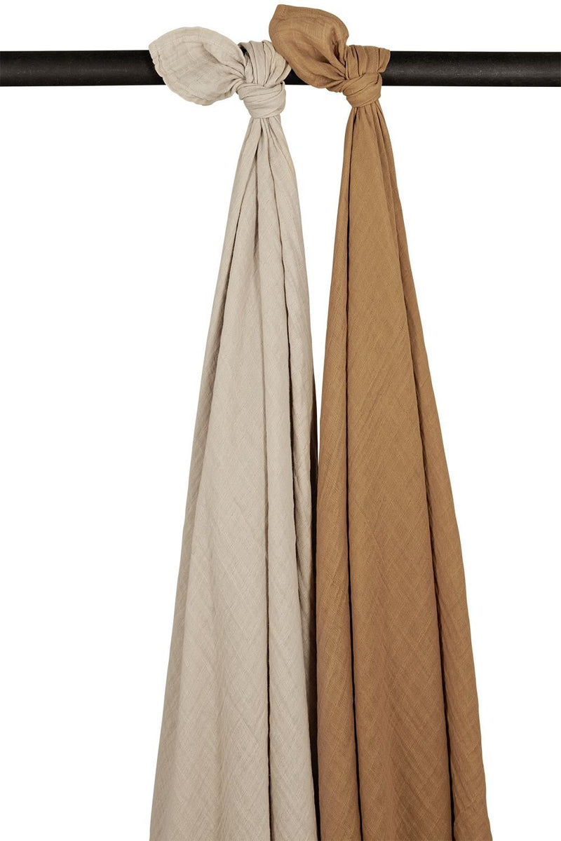 Meyco Baby - Swaddle 2 - pack pre - washed muslin Sand/toffee 120x120cm Mother & Baby Sand/toffee