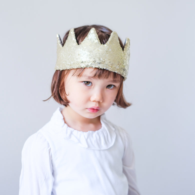 Mimi & Lula Sequin Crown-Gold - detail or styling view; other accessories shown are not included