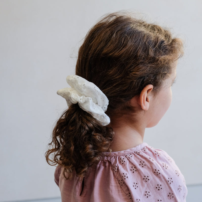 Mimi & Lula Broderie Scrunchie White - detail or styling view; other accessories shown are not included
