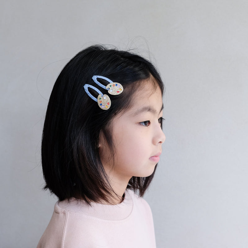 Mimi & Lula Artist's Palette Clic Clacs Hair Clips (2-Pack) - detail or styling view; other accessories shown are not included