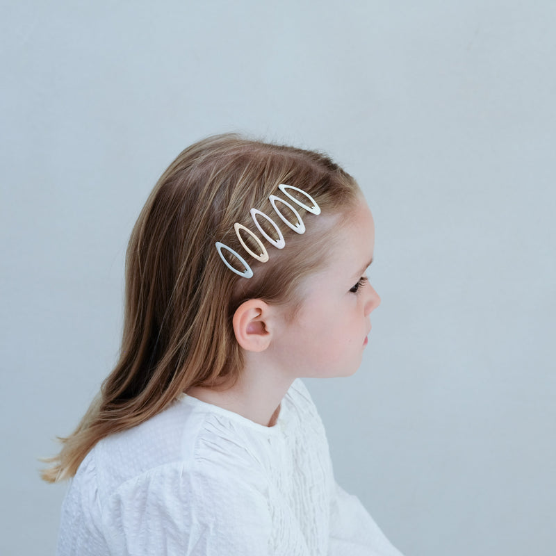 Mimi & Lula Mini Clic Clacs Swanlake Hair Clips (5-Pack) - detail or styling view; other accessories shown are not included