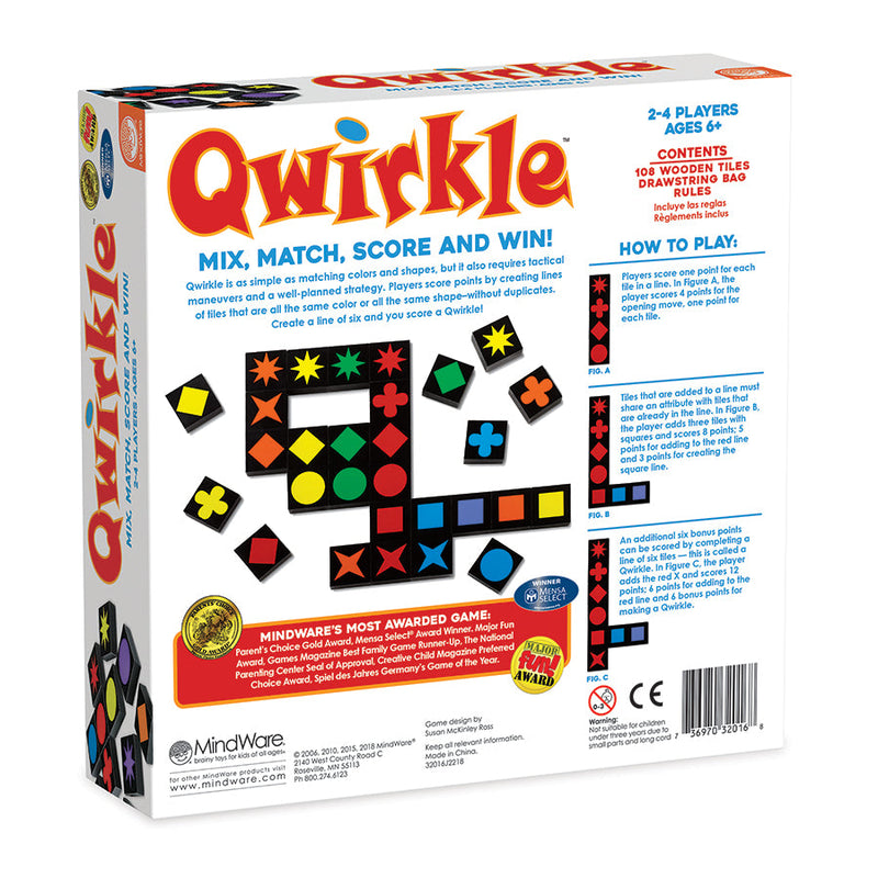 MindWare Qwirkle — back of package