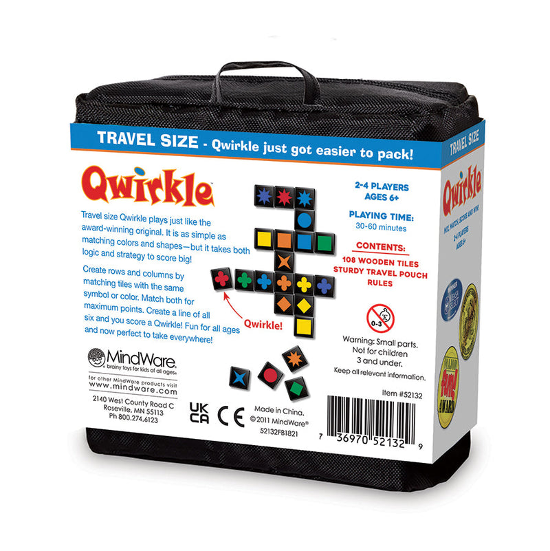 MindWare Travel Qwirkle — back of package