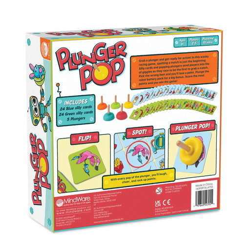 MindWare Plunger Pop Card Game — back of package