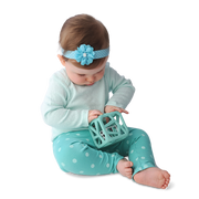 Malarkey Kids Chew Cube Teething Rattle – Mint Green – baby grasping mint green cube